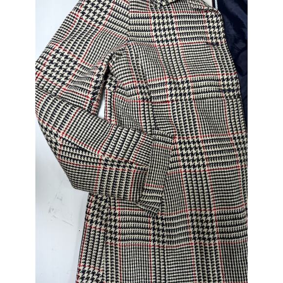 TOMMY HILFIGER Sz 12 Classic Plaid Wool Blend Long Overcoat Coat Jacket - Picture 6 of 7